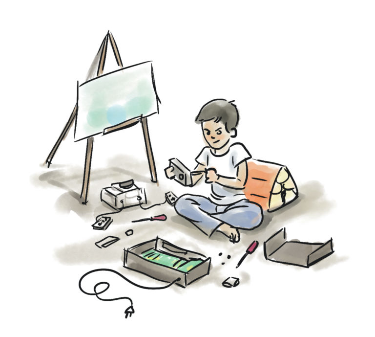 A younger me fixing a VCR
