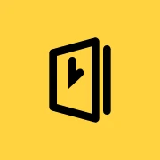 The final Book a Time icon: a black side-view book on yellow